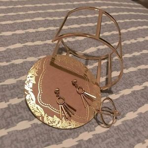 Francesca's Women's Gold Post Dangle Earrings & Fashion Jewelry Cuff Bracelet